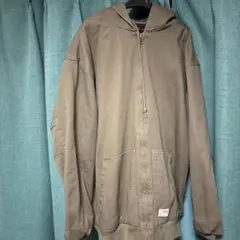 カーキ フード付きジップアップジャケット