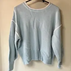 【w closet】水色リブ編みニット
