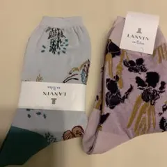 LANVIN 花柄ソックス 23-24cm2足セット