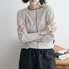 ディスコート リブメロウ トップス ロンT ボーダー 前後2way カットソー