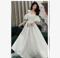 ウェディングドレス　白　ホワイト　前撮り