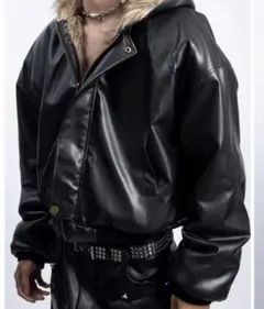 レザー・ファー付きクロップドジャケット