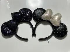 美品【ディズニー】①キルティングカチューシャ　②スパンコールカチューシャ