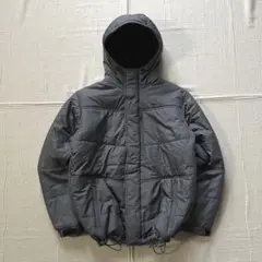 00s　NIKE　パファージャケット　短丈　ロゴ刺繍　忍者フード　ガンメタY2K