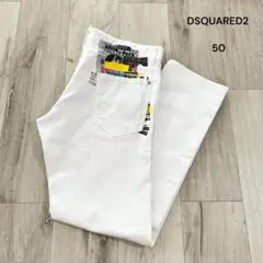 Dsquared2 ストレッチ ロゴプレート ホワイトデニム ショートパンツ