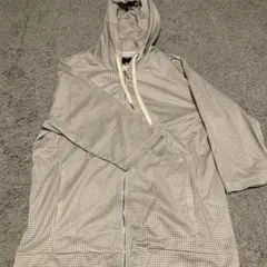 チェック柄 フード付き ジップアップジャケット