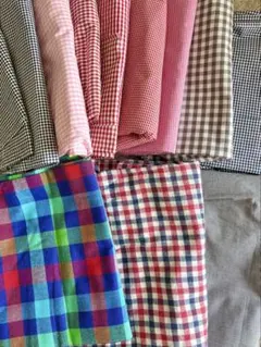 チェック柄生地セット　新入園、入学の手作りに