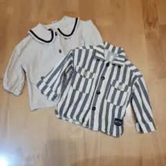 アイボリー ストライプ アウター2着セット