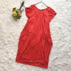 ユナイテッドアローズ　ワンピース　橙　ドレープ　大人女子　きれいめ フォーマル