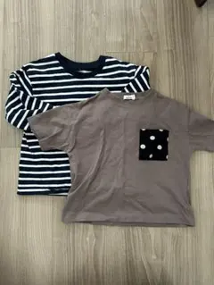 ストライプとドット柄のトップスセット