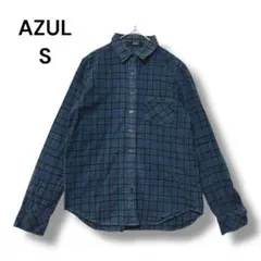 アズール　マウジー　フランネル　ネルシャツ　長袖　Ｓ　チェック柄　緑色系