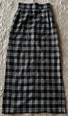 ヘザー ブラック・ホワイト チェック タイトスカート Sサイズ