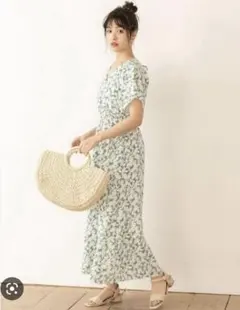 【新品未使用】fifth  カシュクールフラワーワンピース  グリーン