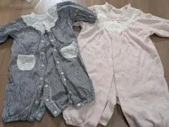 り*ん様 ストライプとピンクのロンパース 50-70cm