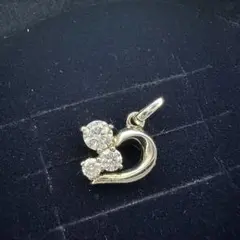 【刻印入り】4°C シルバー925 ハート型チャーム ダイヤモンド風