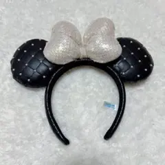 ディズニー　ミニーマウス キルティング　カチューシャ パール ブラック