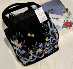 新品タグ付☆フェイラー トートバッグ　巾着トートポーチバッグ　花柄　未使用　美品
