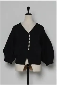 BONJOUR SAGAN カーディガン パール ボリューム袖 レディース