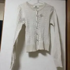 アイボリーリブ編み長袖カーディガン Mサイズ