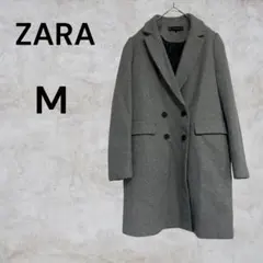 ZARA チェスターコート グレー M ダブルボタン アウター　ウール混　ザラ