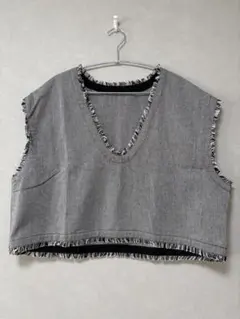 グレー フリンジベスト