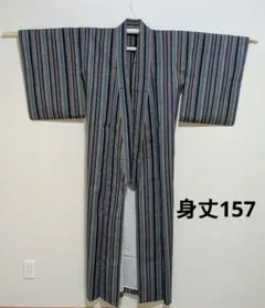紬　単衣着物　ストライプ 洗える紬 単衣着物 身丈155cm 縞模様 ストライプ 普段着 - メルカリ