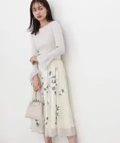 【美品】プロポーションボディドレッシング＊フラワーギャザースカート