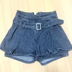 clear ベルト付き デニム プリーツ ミニスカート M
