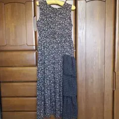 AS KNOW AS PINKY 花柄ドットノースリーブロングワンピース