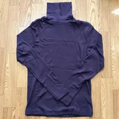 無印良品 タートルネック 長袖Tシャツ M パープル系 綿100％