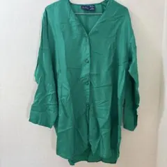 P.M. Flories グリーン Vネック長袖シャツ