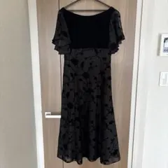 フリル袖の黒ドレス Aライン