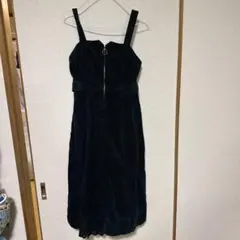 (102)コーデュロイ スリーブレス ロングワンピース ブラック