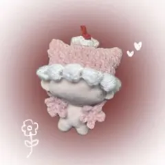 ケーキ ぬい服 ぬいぐるみ ちびぐるみ ピンク 編み物 ハンドメイド