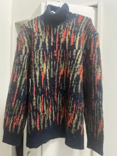 ZARA パターン編みセーター Lサイズ ネイビー