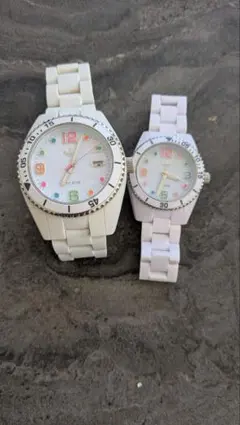 adidas ホワイト アナログ腕時計 2個セット
