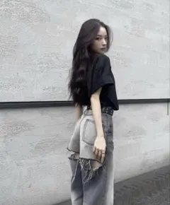 melt the lady switched denim pants black - メルカリ