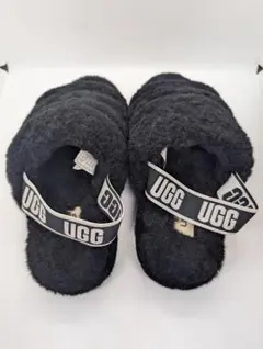 【美品】UGG フラッフイヤースライド ブラック 25cm