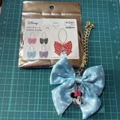 未使用　ミニー　リボンチャーム　水色　キャンドゥ