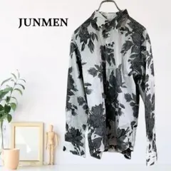 zC635【L】ジュンメン(JUNMEN) シャツ 長袖 花柄 裾ラウンド