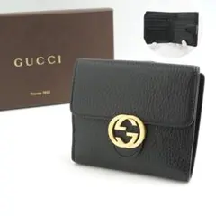 ✨Aランク✨　GUCCI ミニ財布　インターロッキング　GGロゴ ダラーカーフ