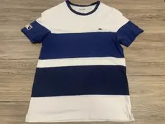 【超美品】ラコステ レギュラーフィット Tシャツ ボーダー 紺白色 Sサイズ