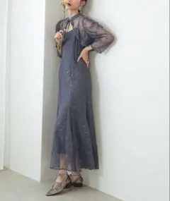 Kana 3way レースボレロセット フレア パーティー ドレス　ブルー