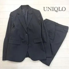 ユニクロ　パンツスーツ　セットアップ　ストライプ　チャコール　ビジネス　L