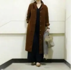 F: ユニクロ UNIQLO コーデュロイロングシャツ S ブラウン