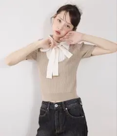 rienda シャツドッキングハーフスリーブニットトップス サマーニットのサムネイル