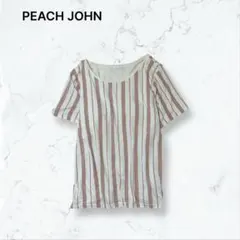 a4246 ピーチジョン Tシャツ 白 ピンク M/L ストライプ 春夏 半袖のサムネイル