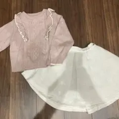 【mezzo piano】メゾピアノ　ニットプルオーバー　ツイードスカート　2点