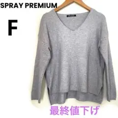 【美品】SPRAY PREMIUM Ｖネック ニット セーター ライトグレー F