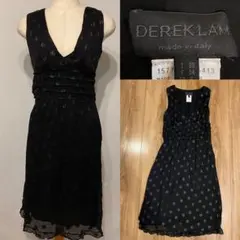 デレクラム Derek Lam シルク100  ワンピース　黒　ドット　絹のサムネイル